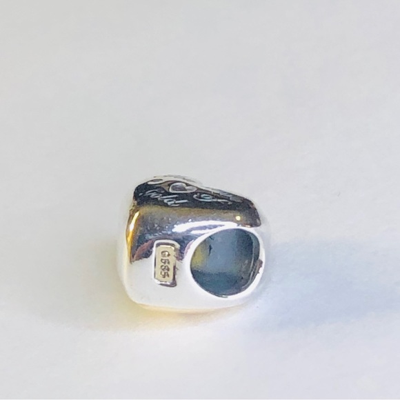 Retired Pandora 14k Gold Domed Golden Heart Charm - Picture 11 of 12